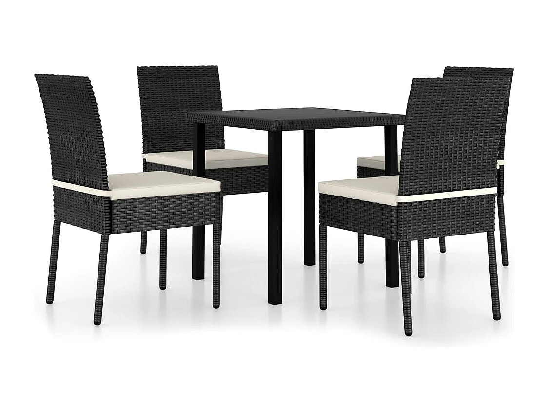 Ensemble de salle à manger de jardin 5 pcs Résine tressée Noir BE36338