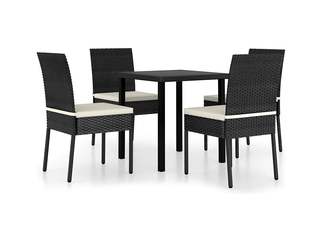 Ensemble de salle à manger de jardin 5 pcs Résine tressée Noir BE36338