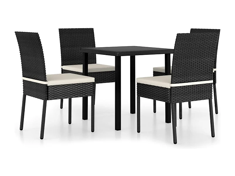 Ensemble de salle à manger de jardin 5 pcs Résine tressée Noir BE36338