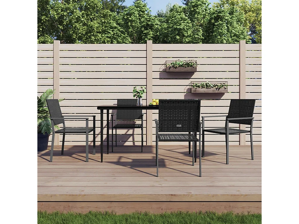 Ensemble à manger de jardin 5 pcs résine tressée acier GFDF57950