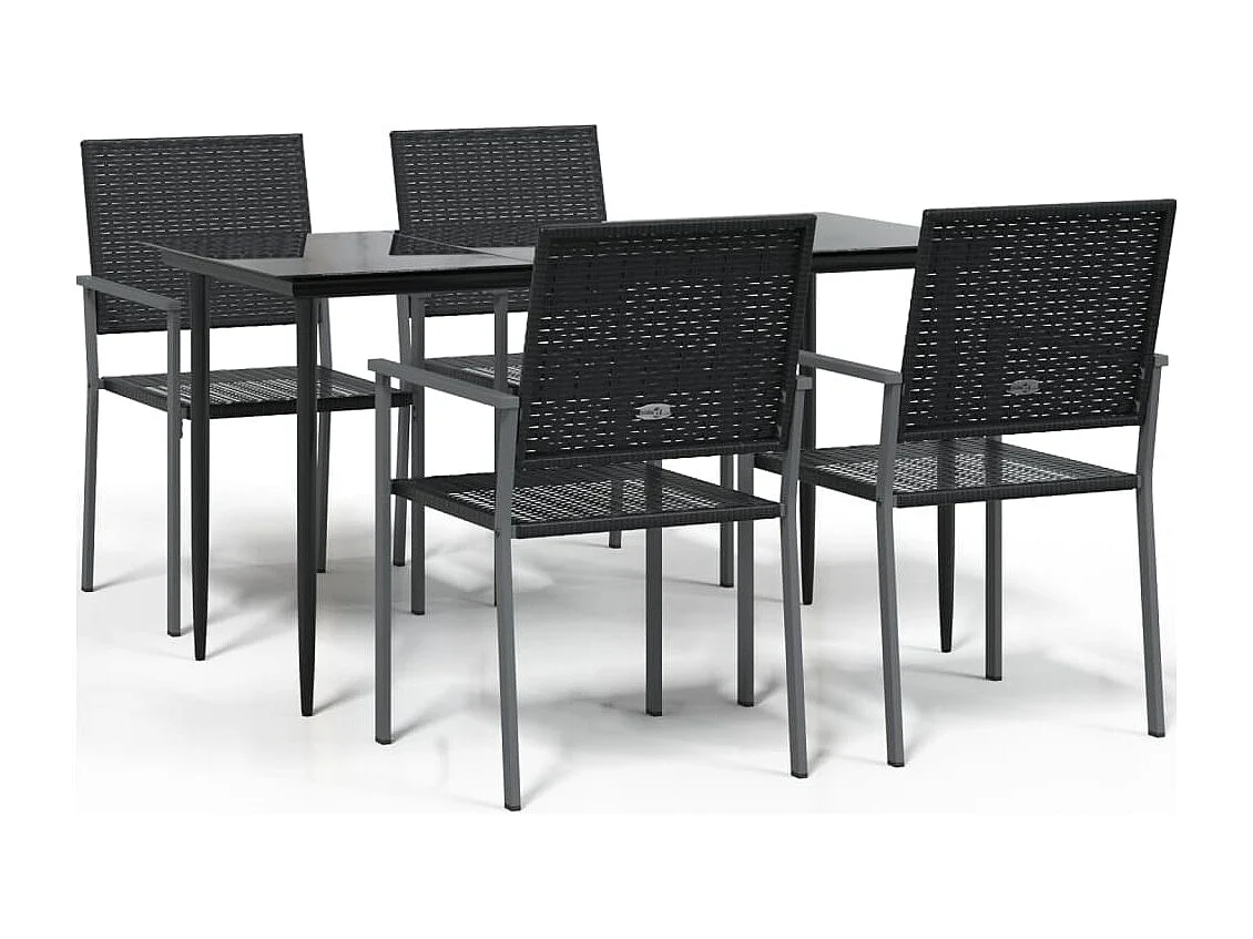 Ensemble à manger de jardin 5 pcs résine tressée acier GFDF57950