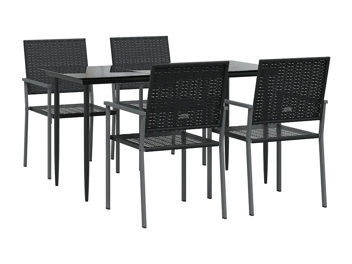 Ensemble à manger de jardin 5 pcs résine tressée acier GFDF57950