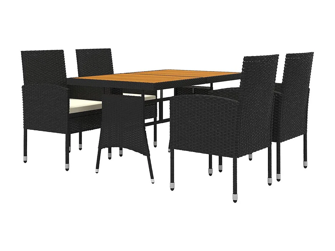 Salle à manger de jardin 5 pcs Résine tressée Noir GFDF42353