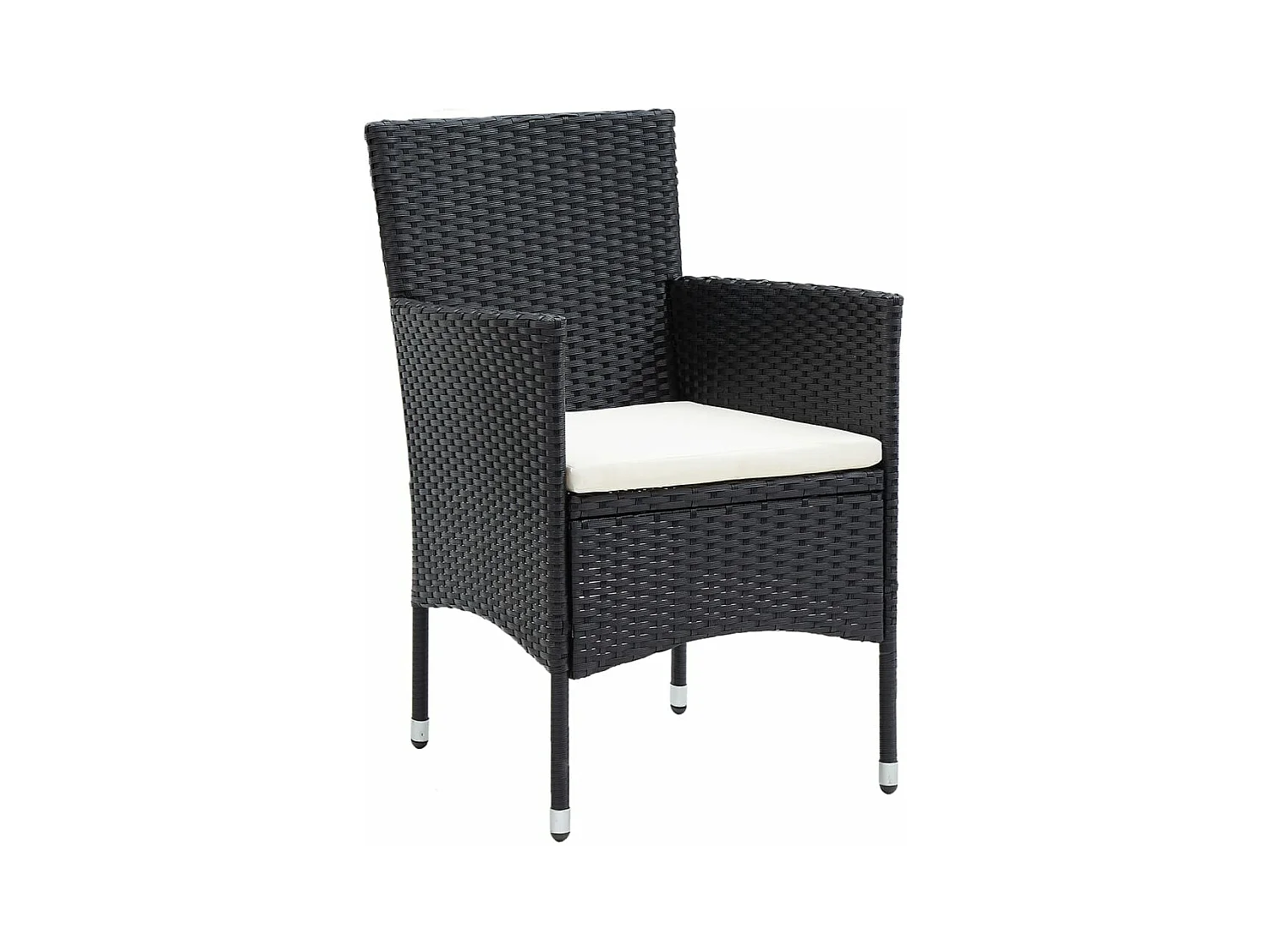 5-tlg. Garten-Essgruppe,Gartensitzgruppe Poly Rattan & Massivholz Akazie Schwarz -gkd97291