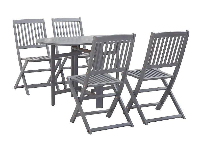Salle à manger de jardin 5 pcs Bois d'acacia massif Gris BE47018