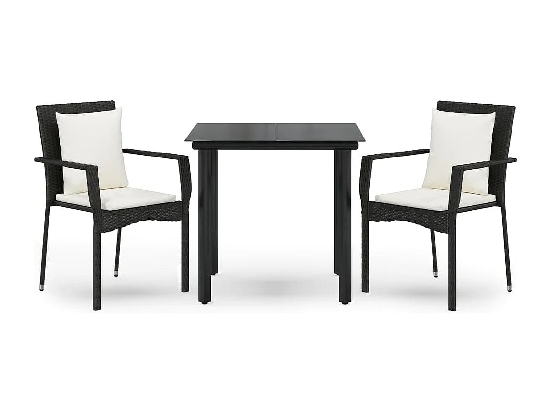 Ensemble à manger de jardin avec coussins 3 pcs Noir BE93401