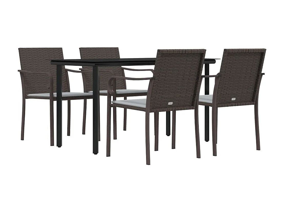 Ensemble à manger de jardin 5 pcs coussins résine tressée acier BE30627