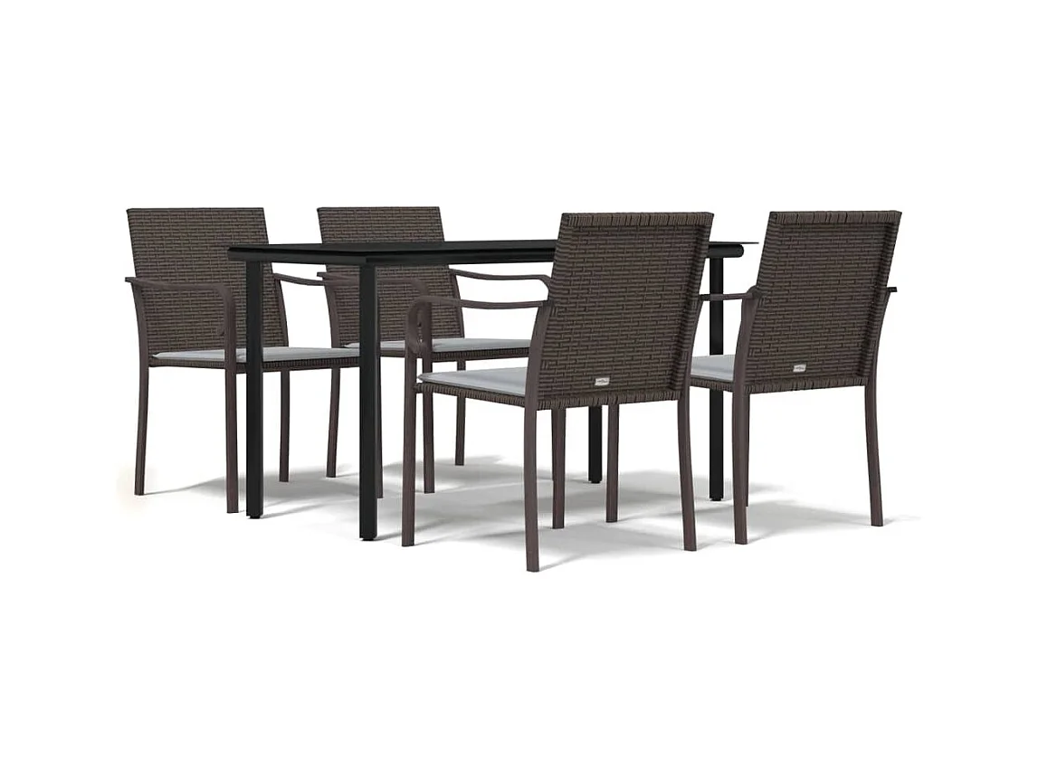 Comedor de jardín 5 piezas y cojines ratán sintético y acero YOE10676