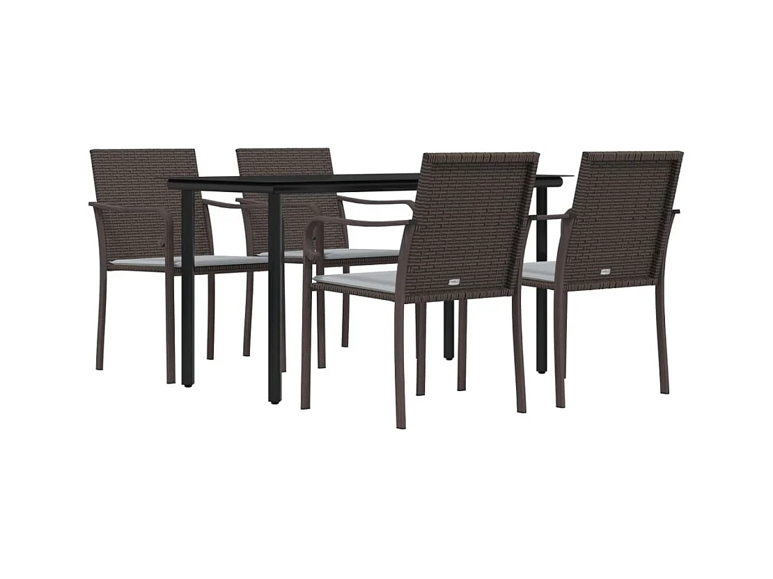 Comedor de jardín 5 piezas y cojines ratán sintético y acero YOE10676