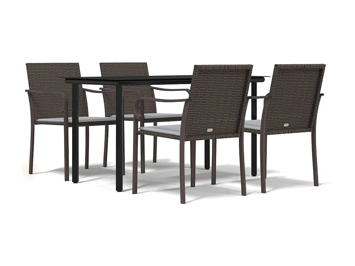 Ensemble à manger de jardin 5 pcs coussins résine tressée acier BE30627