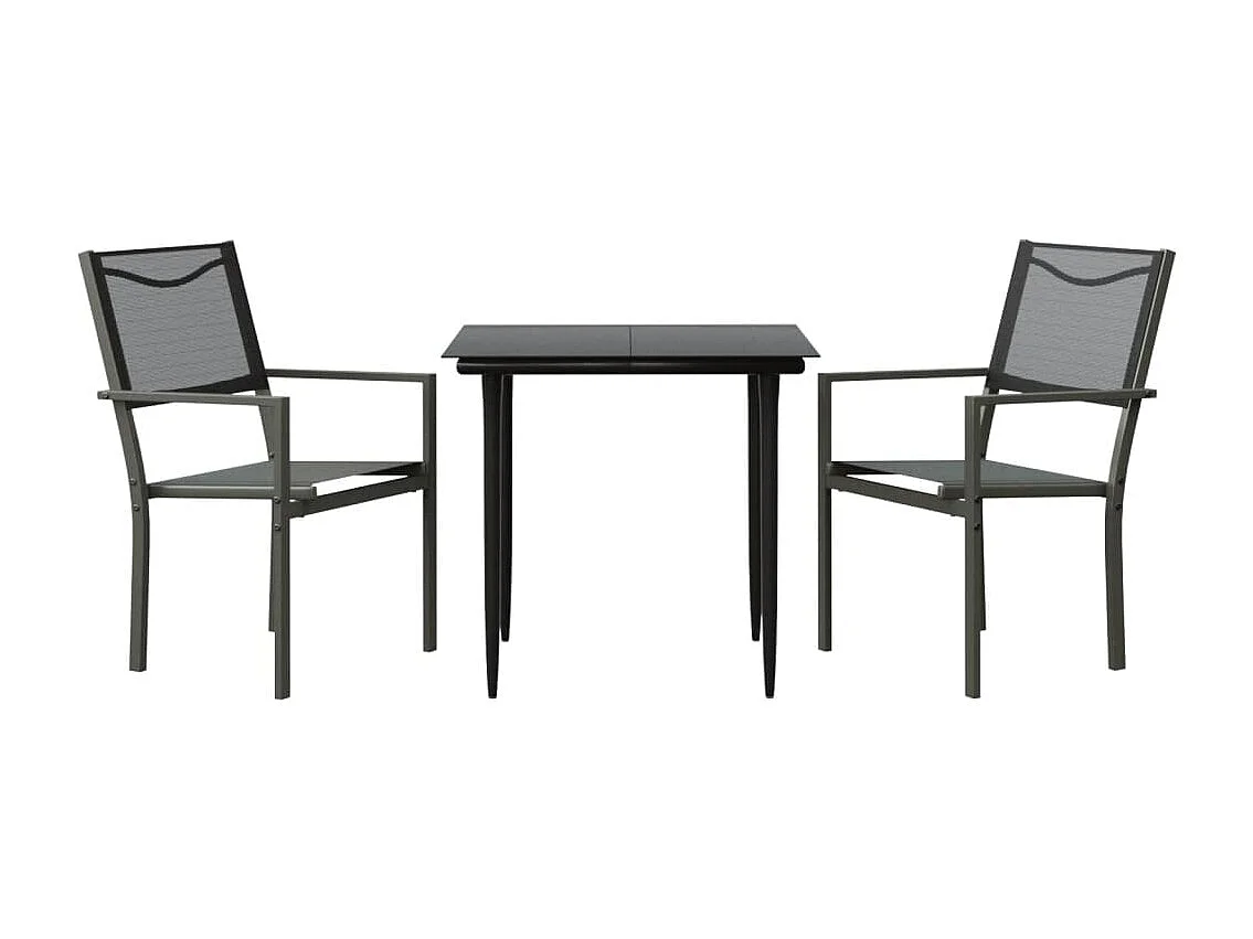 Ensemble à manger de jardin 3 pcs noir textilène et acier BE49876
