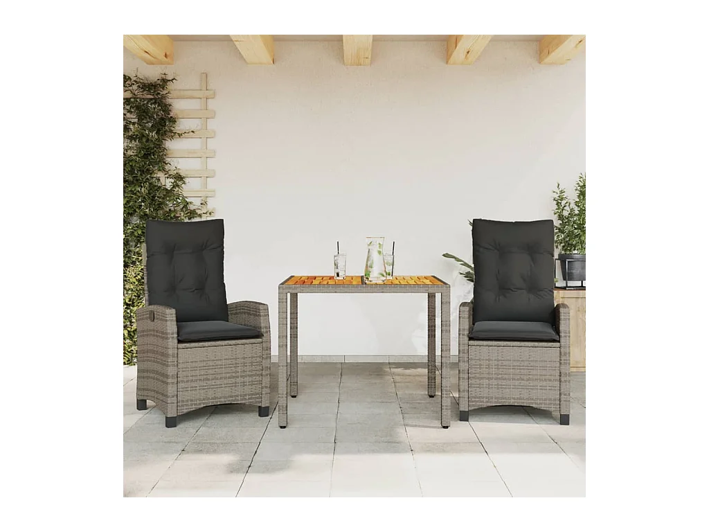 3-delige Tuinset met kussens poly rattan grijs NL883243