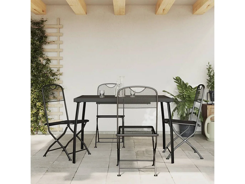 Ensemble à manger de jardin 5 pcs anthracite métal maille BE65574