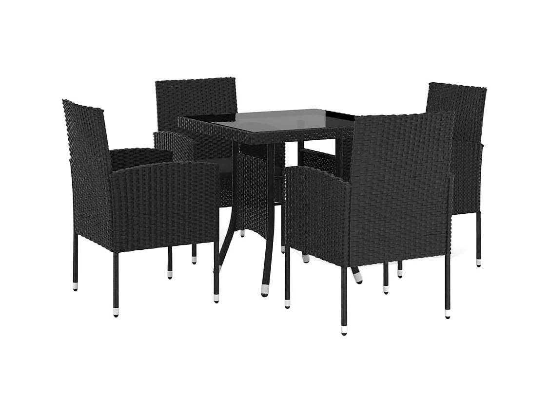 Ensemble à dîner de jardin 5 pcs Résine tressée Noir BE65317