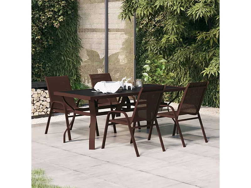 5-tlg. Garten-Essgruppe,Gartensitzgruppe Braun und Schwarz -gkd58294