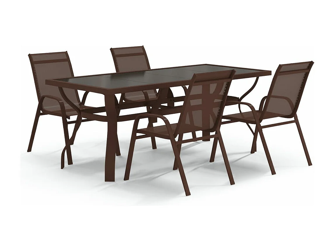 5-tlg. Garten-Essgruppe,Gartensitzgruppe Braun und Schwarz -gkd58294