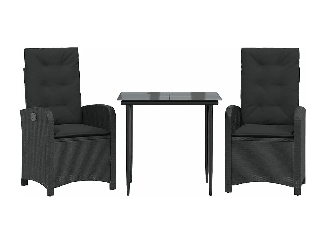 Ensemble à manger de jardin avec coussins 3 pcs Noir BE77692