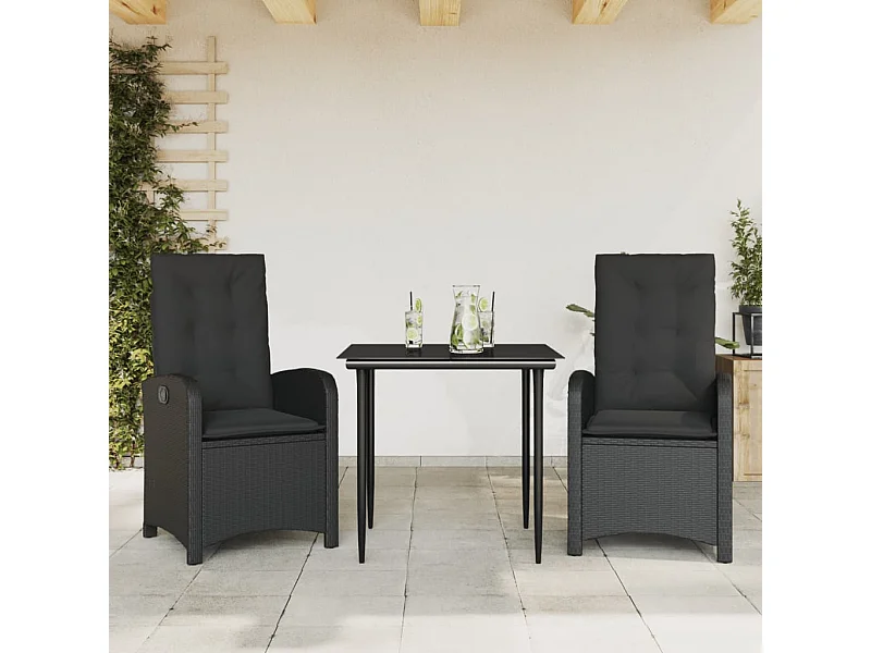Ensemble à manger de jardin avec coussins 3 pcs Noir BE77692