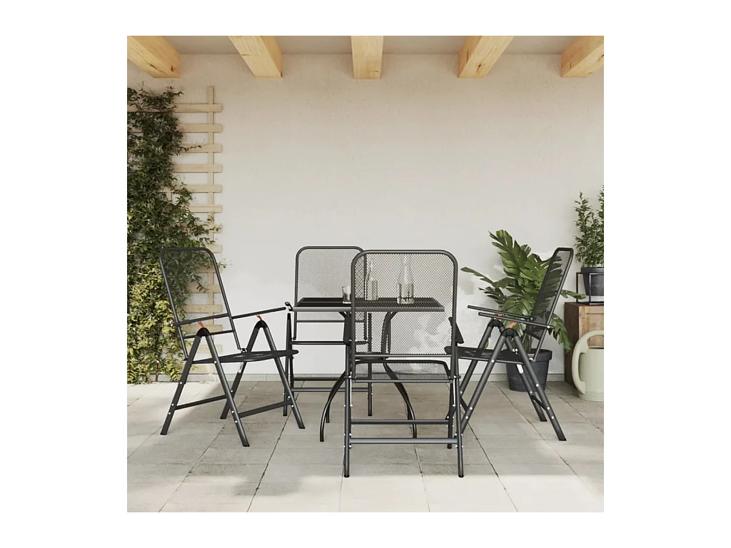 Ensemble à manger de jardin 5 pcs anthracite métal maille BE19638