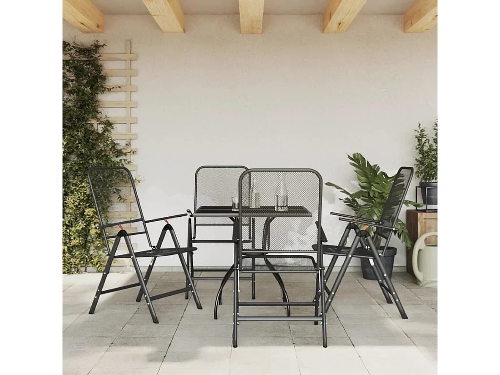 Ensemble à manger de jardin 5 pcs anthracite métal maille BE19638