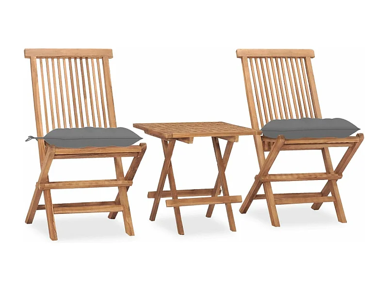 3-tlg. Garten-Essgruppe,Gartensitzgruppe mit Kissen Klappbar Massivholz Teak -gkd72617