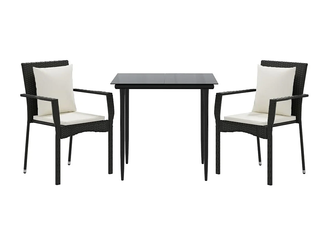 Ensemble à manger de jardin avec coussins 3 pcs Noir BE22801