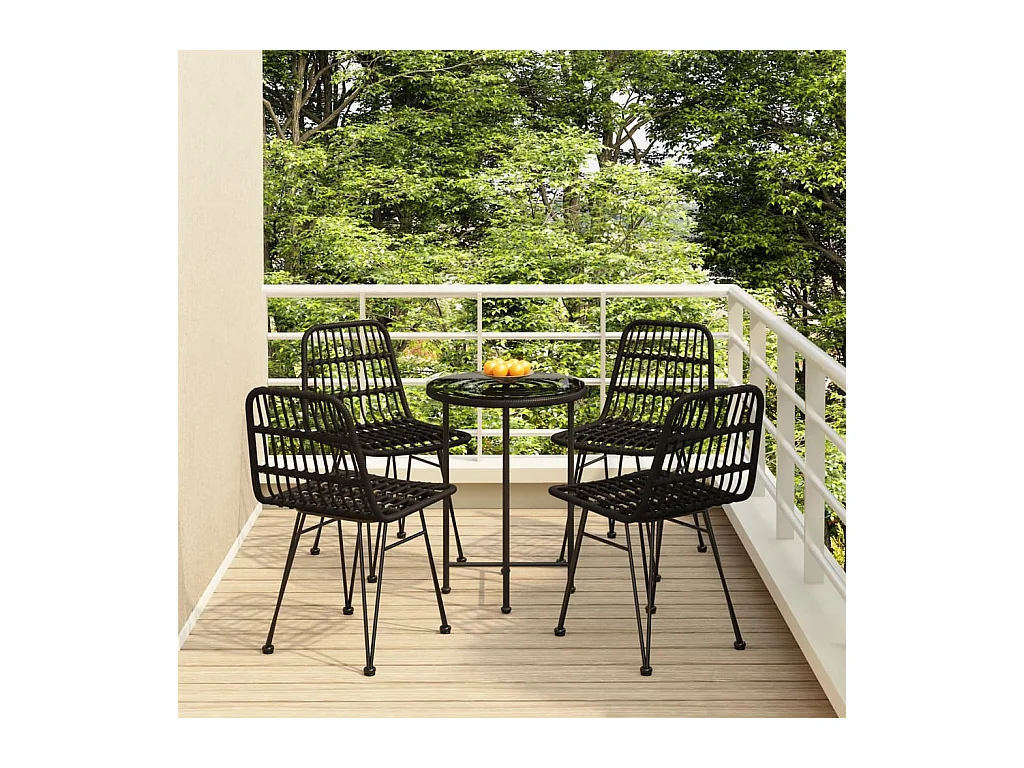 Ensemble à manger de jardin 5 pcs Noir Résine tressée BE24498