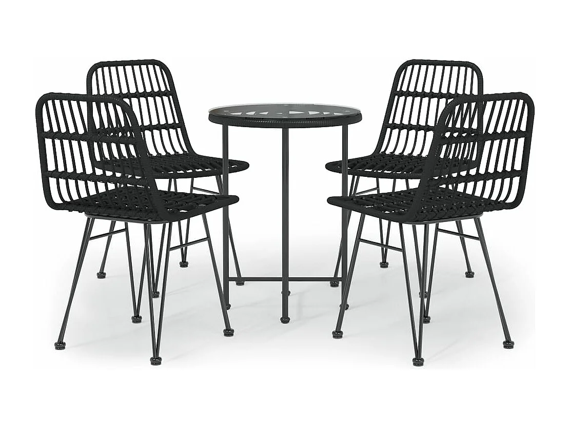 Ensemble à manger de jardin 5 pcs Noir Résine tressée BE24498