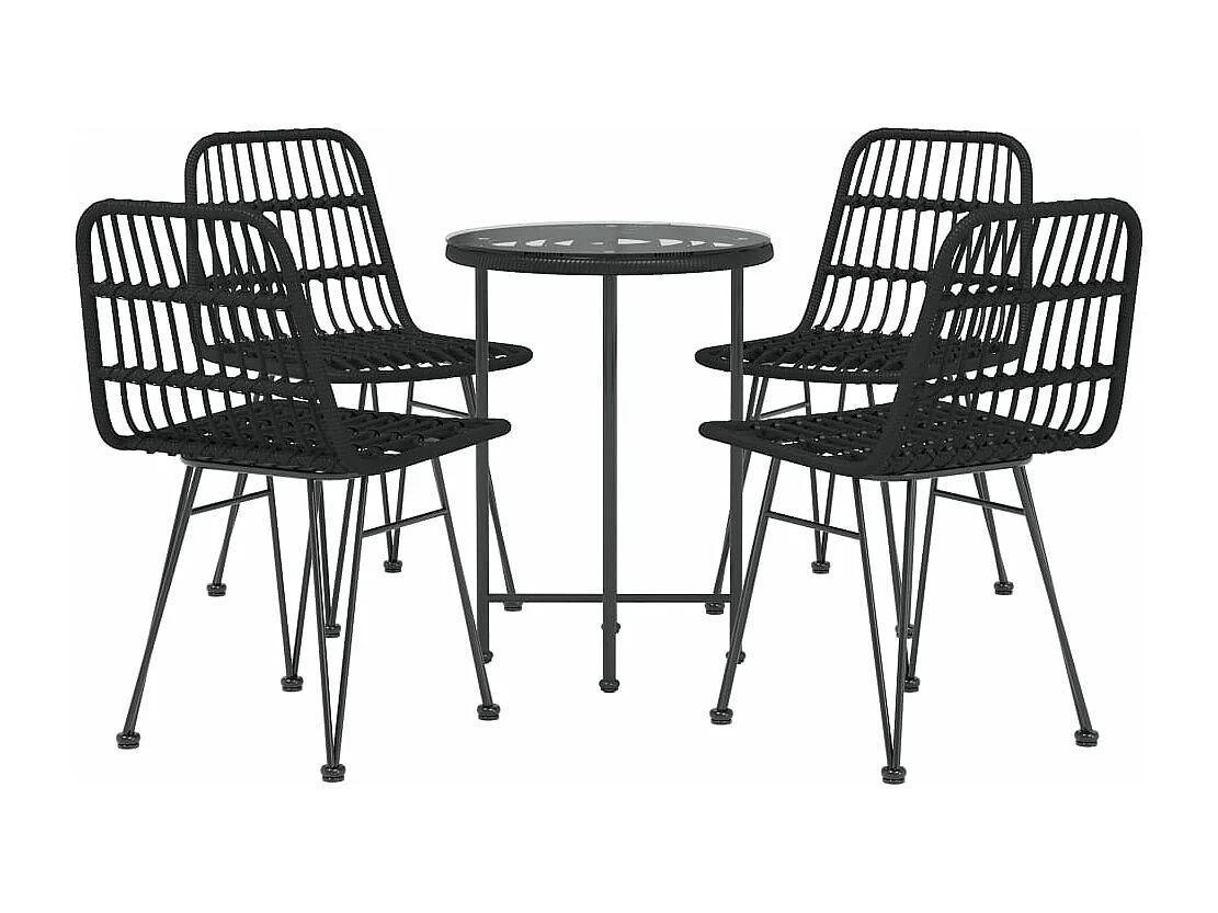 Ensemble à manger de jardin 5 pcs Noir Résine tressée BE24498