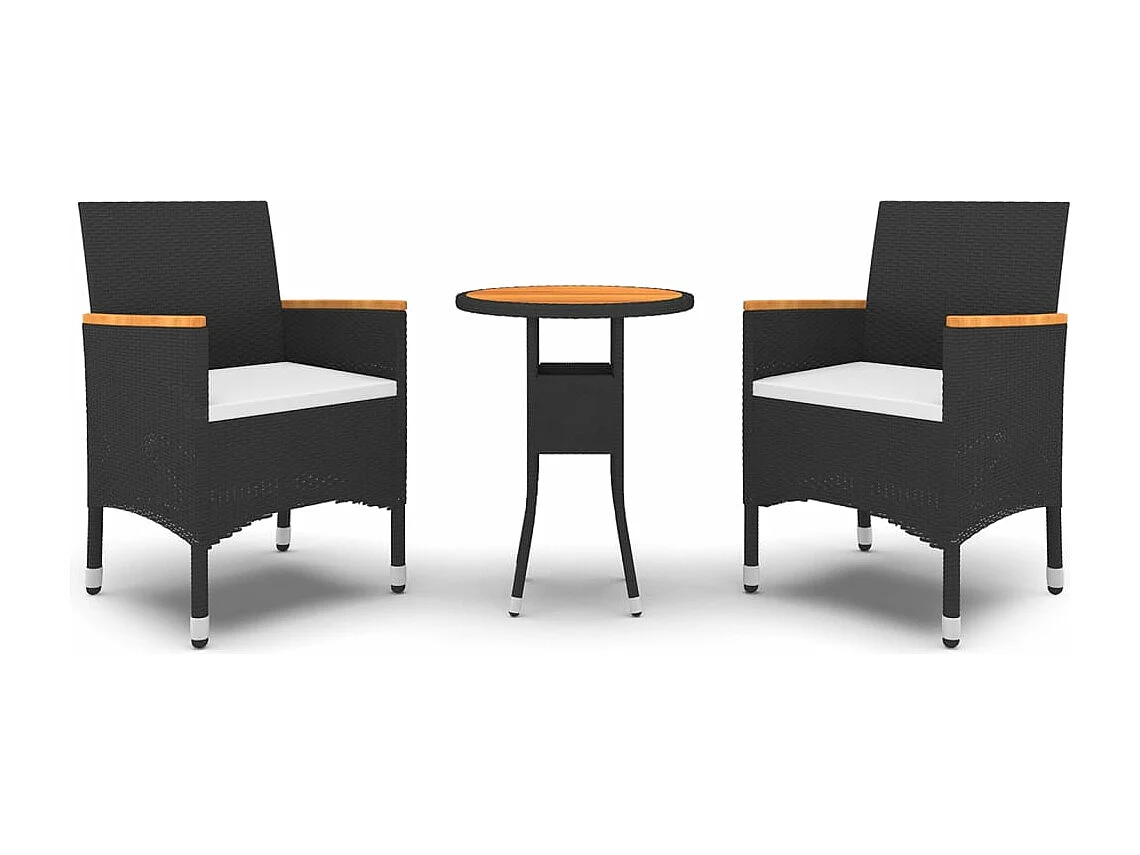 Salle à manger de jardin 3 pcs Résine tressée Noir BE63132