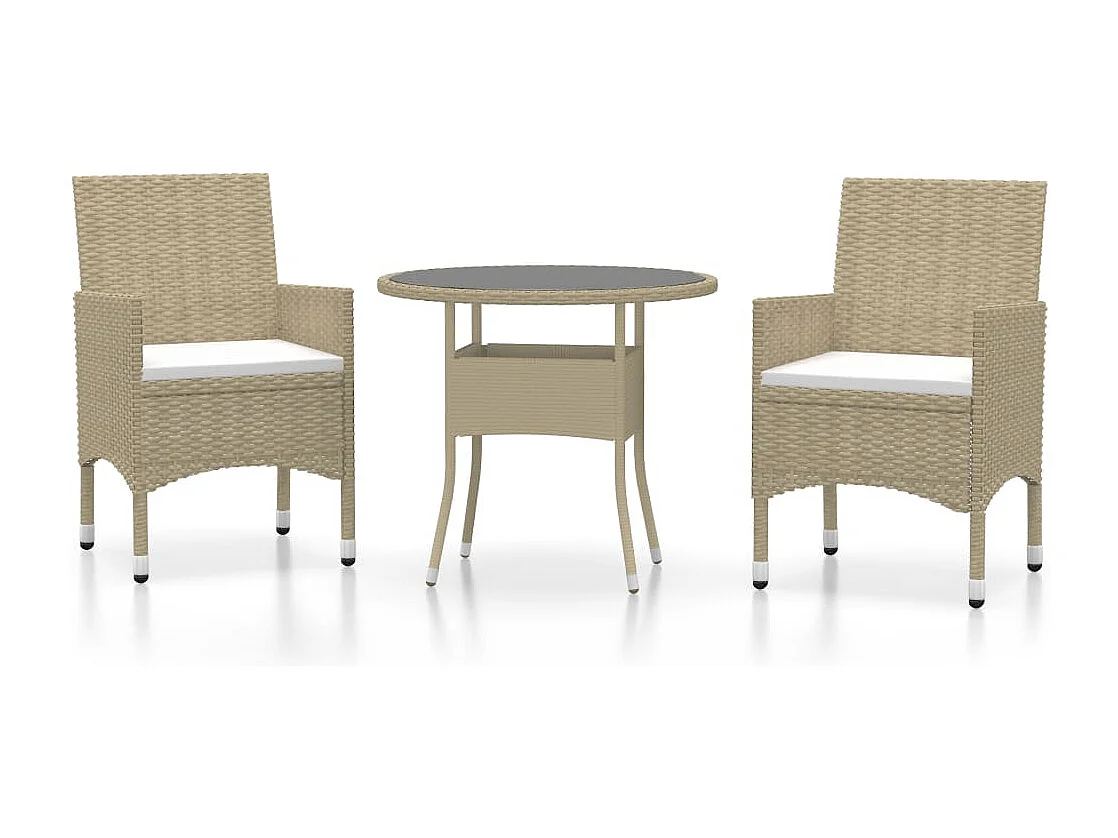 Ensemble de salle à manger de jardin 3 pcs Résine tressée Beige BE64369