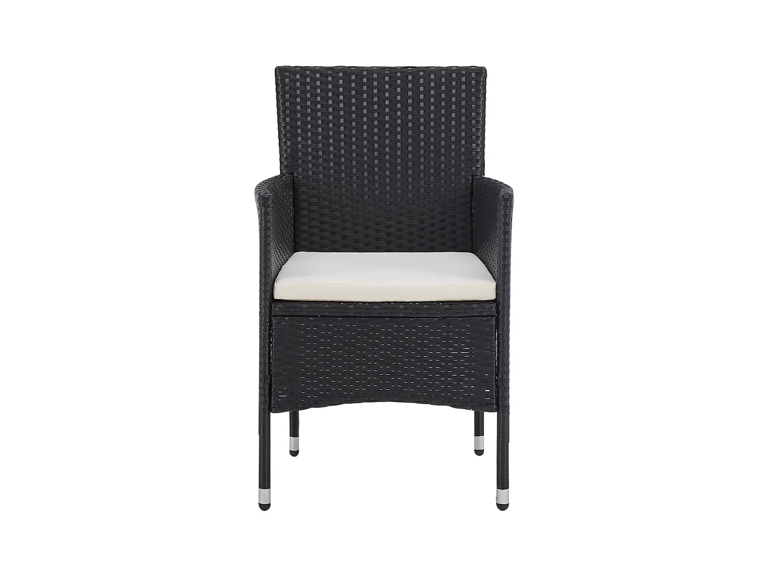 5 pcs conjunto jantar p/ exterior vime PE e vidro preto PT366142