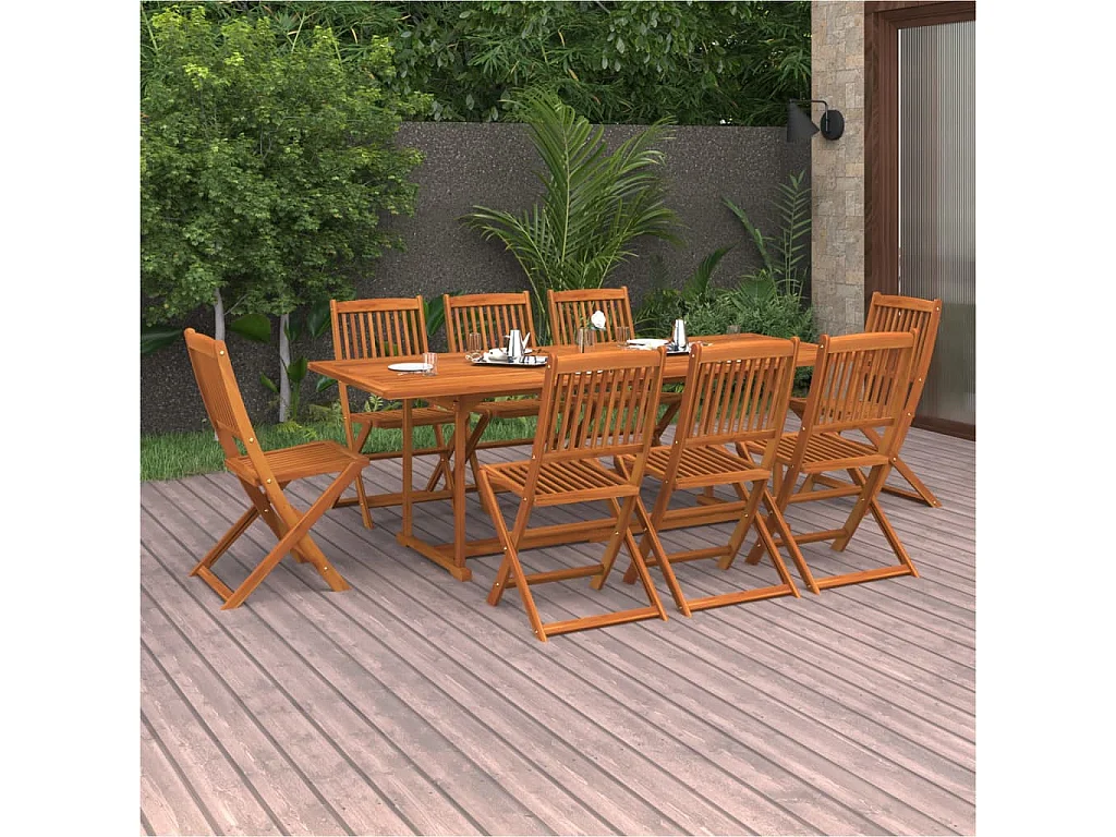 Salle à manger de jardin 9 pcs Bois d'acacia massif BE96843