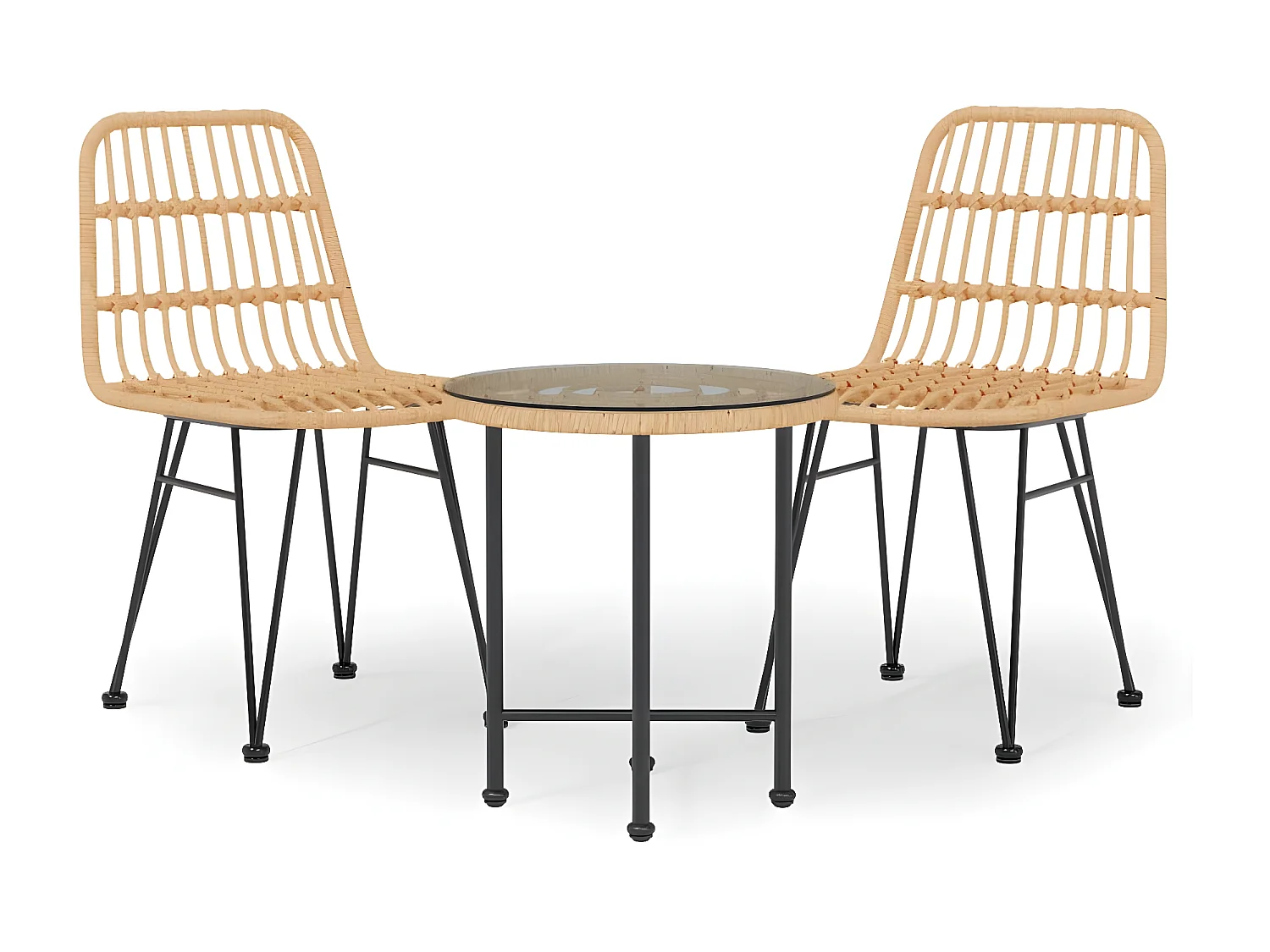 3-tlg. Garten-Essgruppe,Gartensitzgruppe Poly Rattan -gkd52839