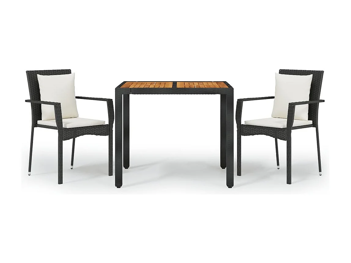 Ensemble à manger de jardin avec coussins 3 pcs Noir BE98566