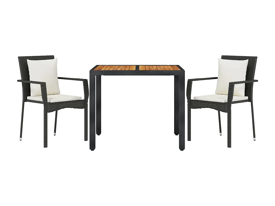 Ensemble à manger de jardin avec coussins 3 pcs Noir BE98566