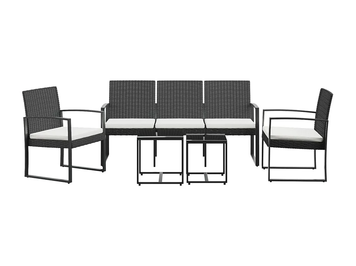 Ensemble à manger de jardin avec coussins 5 pcs noir rotin PP BE31485