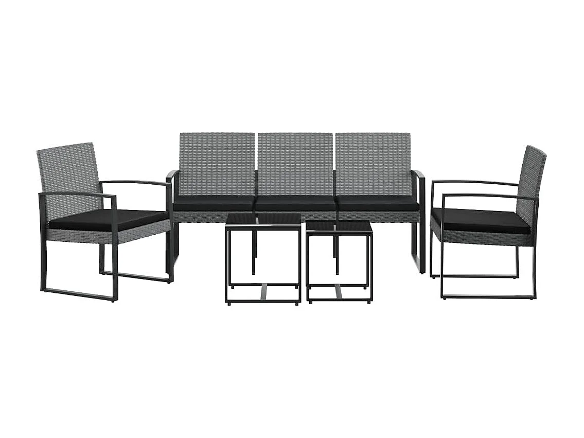 Ensemble à manger de jardin coussins 5 pcs gris foncé rotin PP BE63898