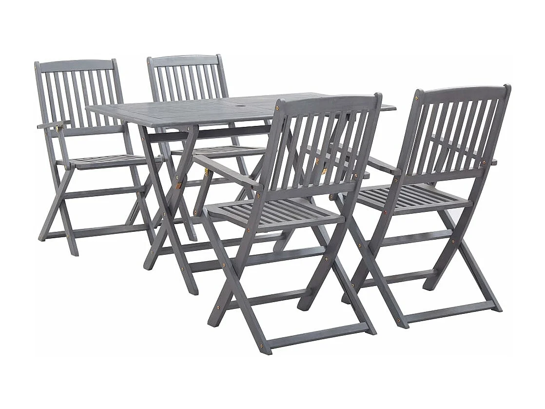 Salle à manger de jardin 5 pcs Bois d'acacia massif Gris BE46071