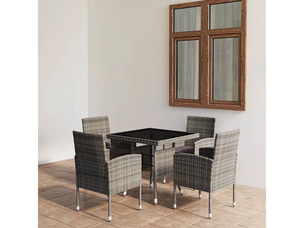 Ensemble à dîner de jardin 5 pcs Résine tressée Anthracite BE15883
