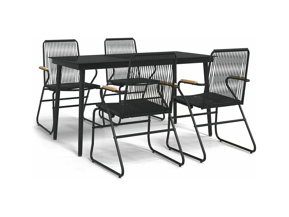 Ensemble à manger de jardin 5 pcs Noir Rotin PVC GFDF42472