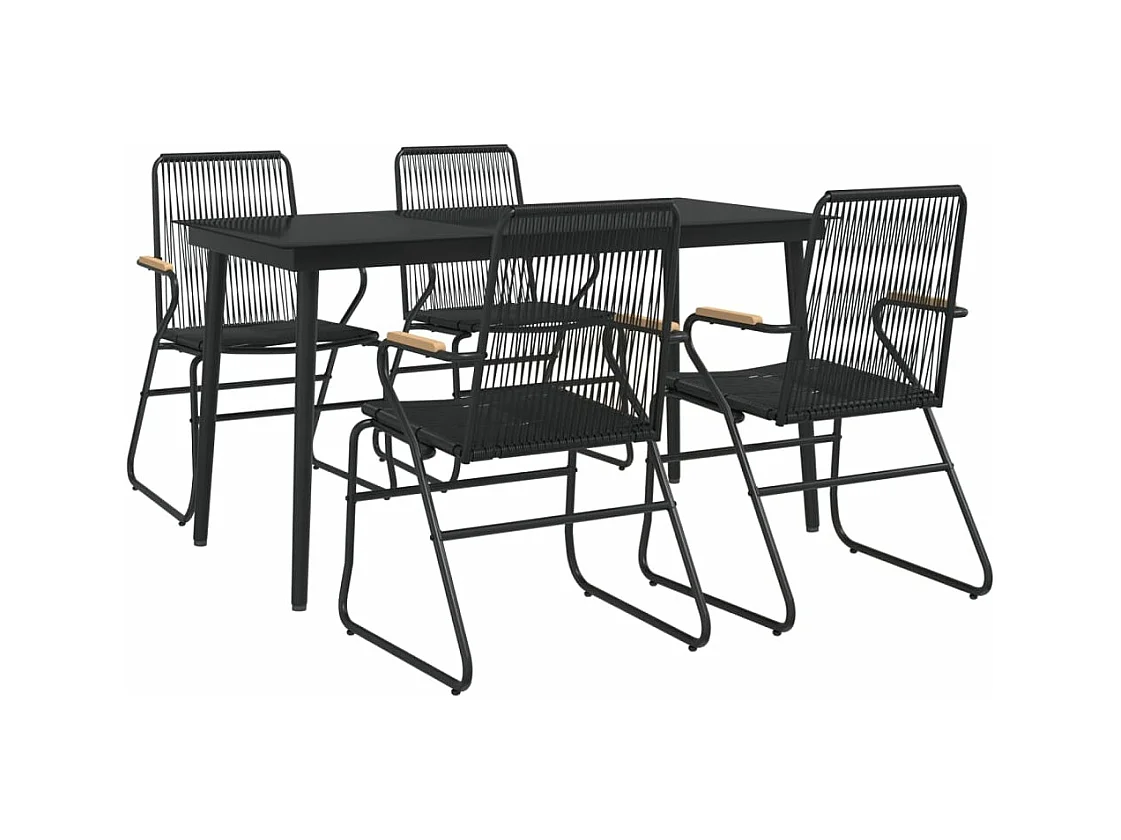 Ensemble à manger de jardin 5 pcs Noir Rotin PVC GFDF42472