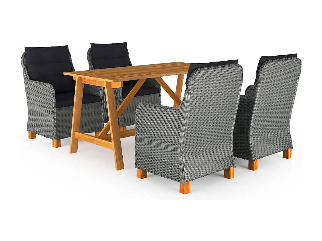 Ensemble de salle à manger de jardin 5 pcs Gris clair BE49084