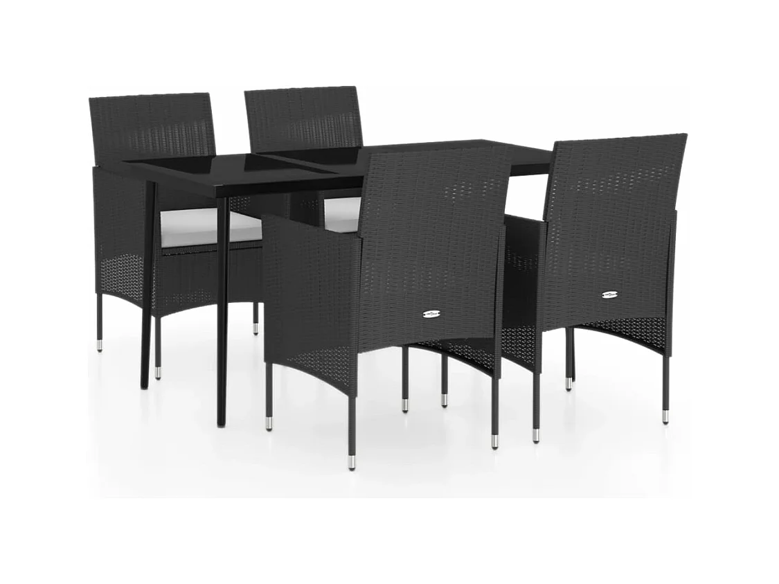 5-tlg. Garten-Essgruppe,Gartensitzgruppe mit Kissen Schwarz -gkd42714