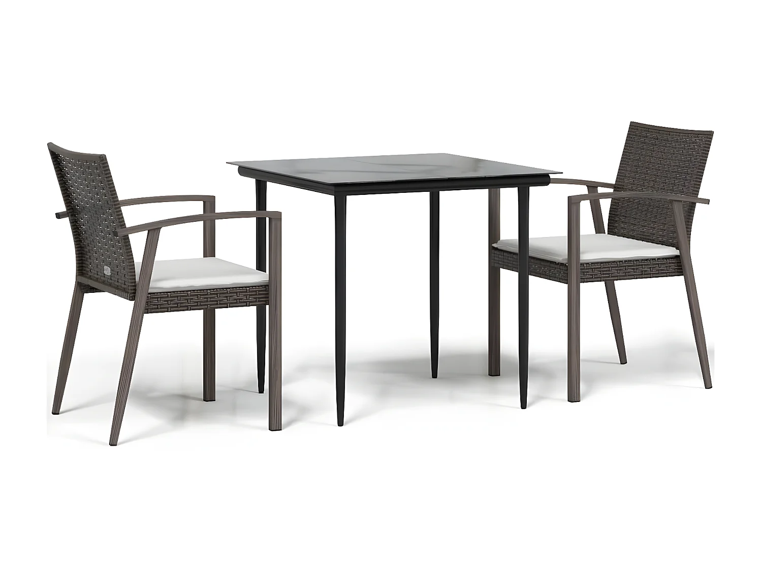 Ensemble à manger de jardin 3 pcs coussins résine tressée acier BE38936