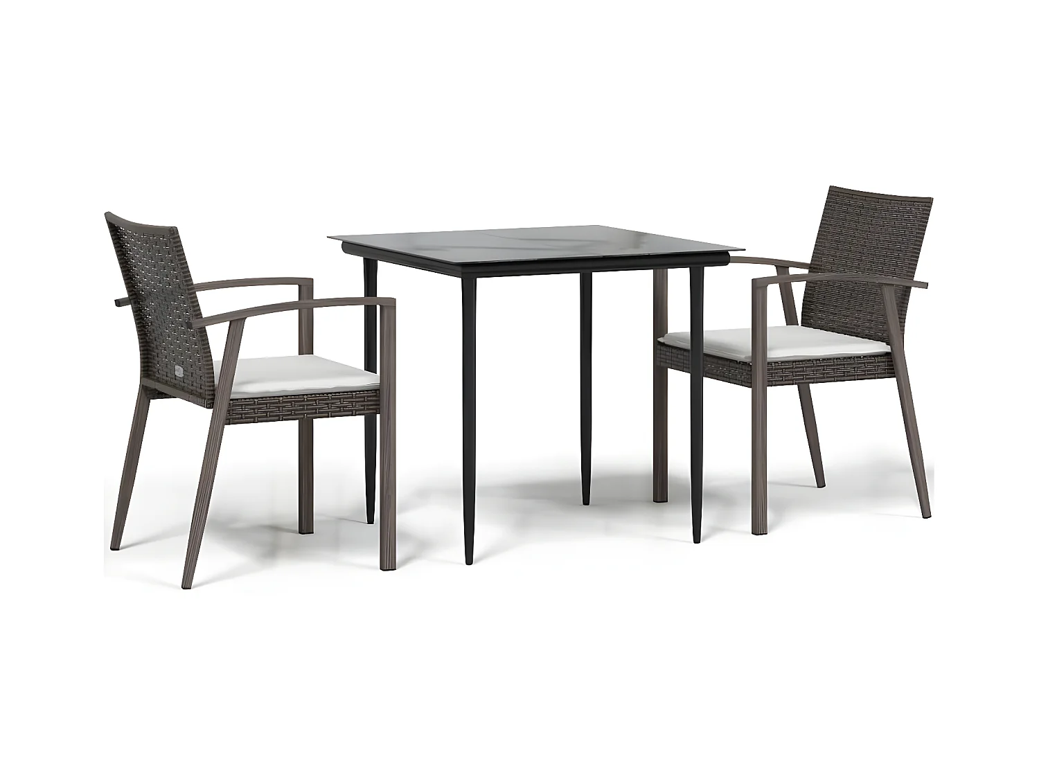 Comedor de jardín 3 piezas y cojines ratán sintético y acero YOE29234