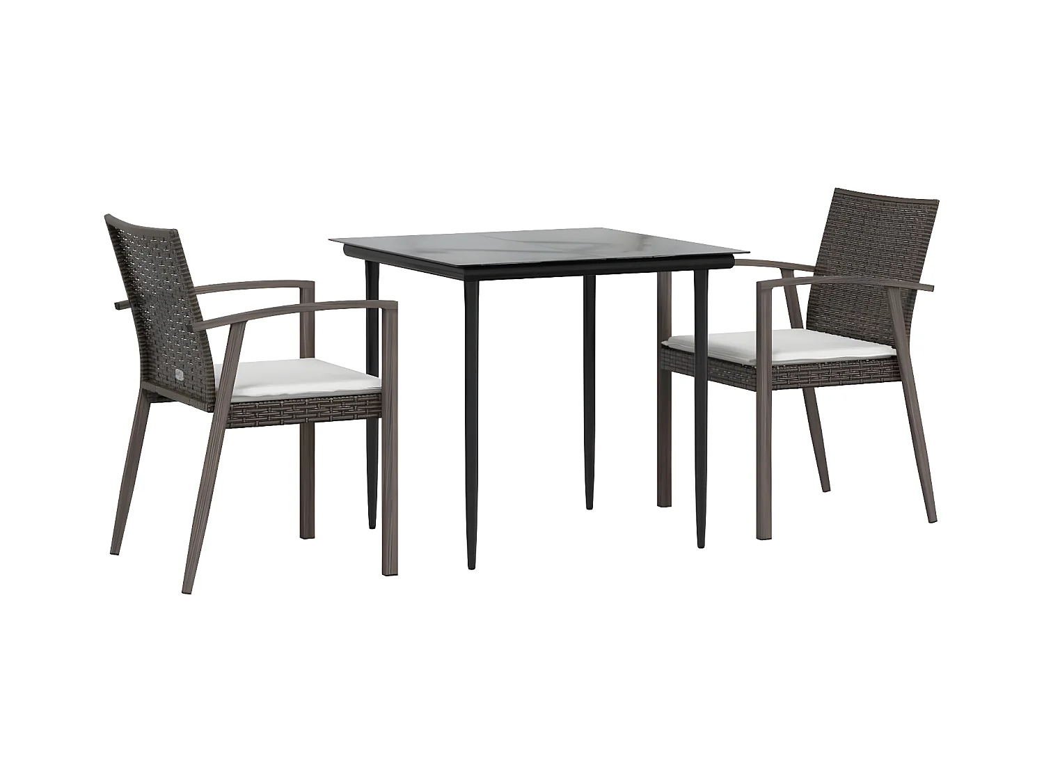 Comedor de jardín 3 piezas y cojines ratán sintético y acero YOE29234