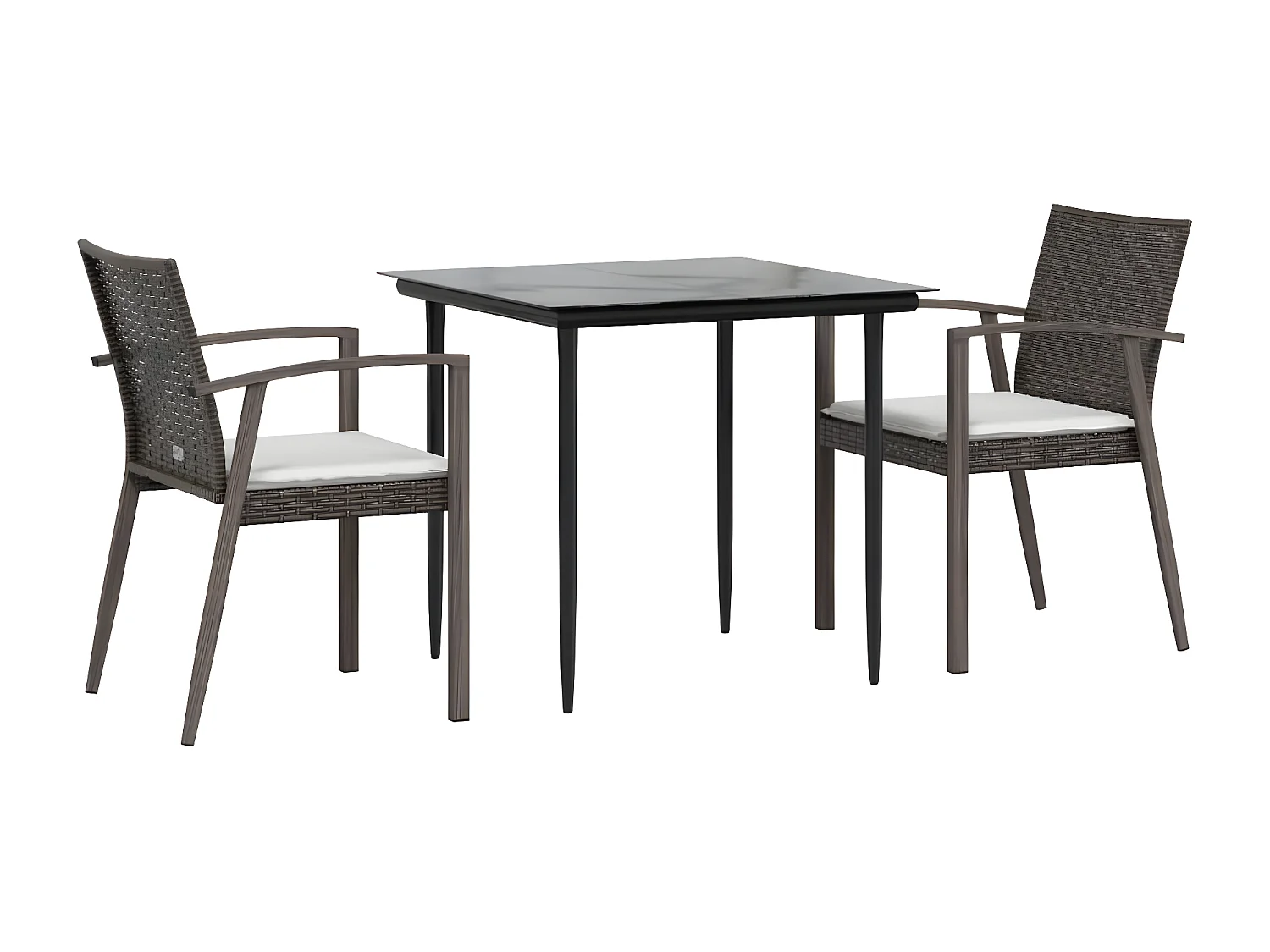 Ensemble à manger de jardin 3 pcs coussins résine tressée acier BE38936