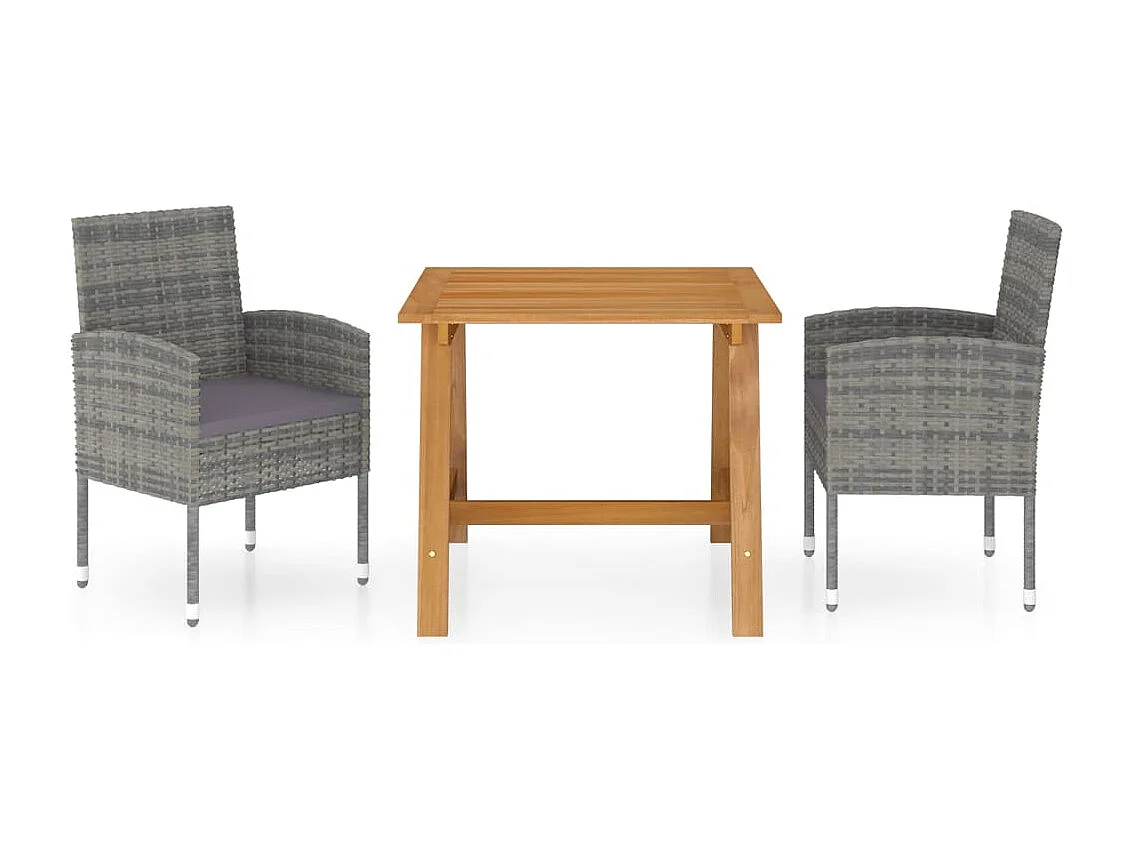 Ensemble de salle à manger de jardin 3 pcs Gris BE23742