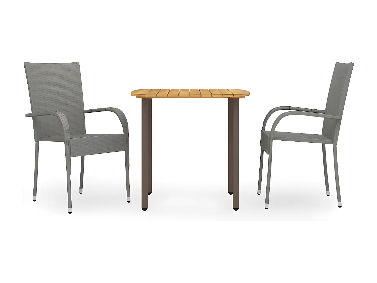 3-tlg. Garten-Essgruppe,Gartensitzgruppe Poly Rattan Grau -gkd51323